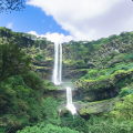 Vajrai Waterfall cascading in three distinct tiers amidst lush green forest in Sahyadri ranges near Satara, Maharashtra.