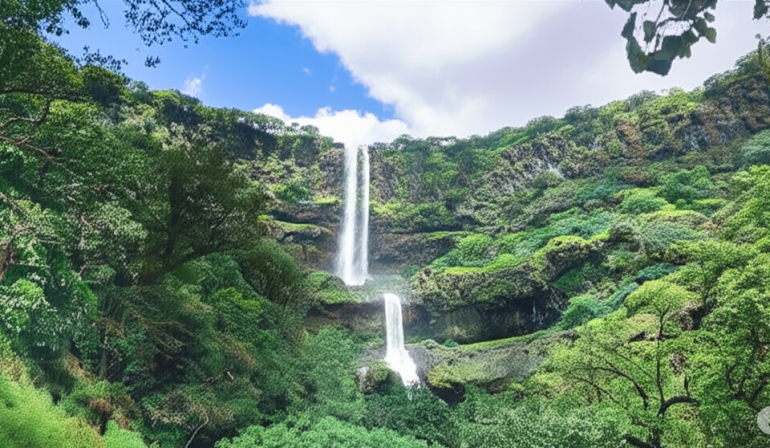 Vajrai Waterfall cascading in three distinct tiers amidst lush green forest in Sahyadri ranges near Satara, Maharashtra.