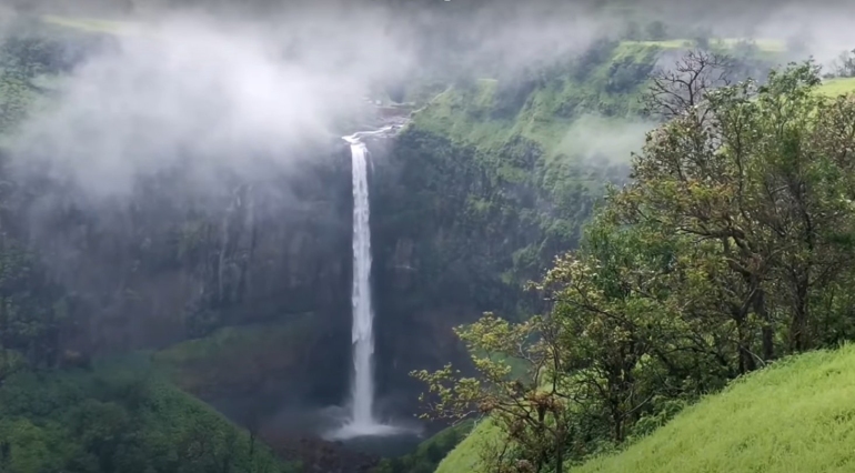 Kumbhe Waterfall during monsoon in Sahyadri mountain range, Maharashtra